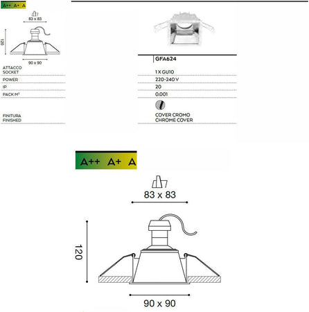 Faretto-incasso-Gea-Led-CERES-Q-GFA624-GU10-LED-IP20-9x9-moderno-alluminio-lampada-soffitto-quadrata