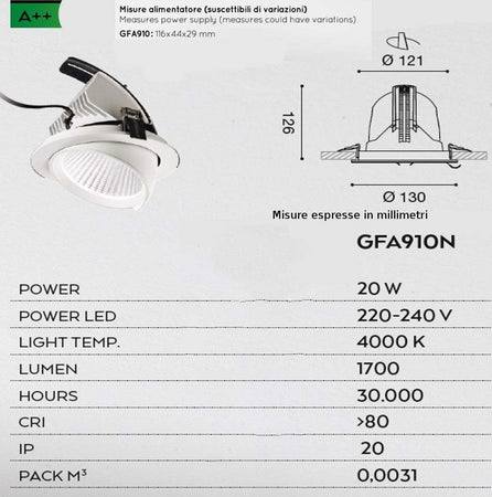 Faretto-incasso-Gea-Led-CHANDRA-GFA910N-LED-spot-orientabile