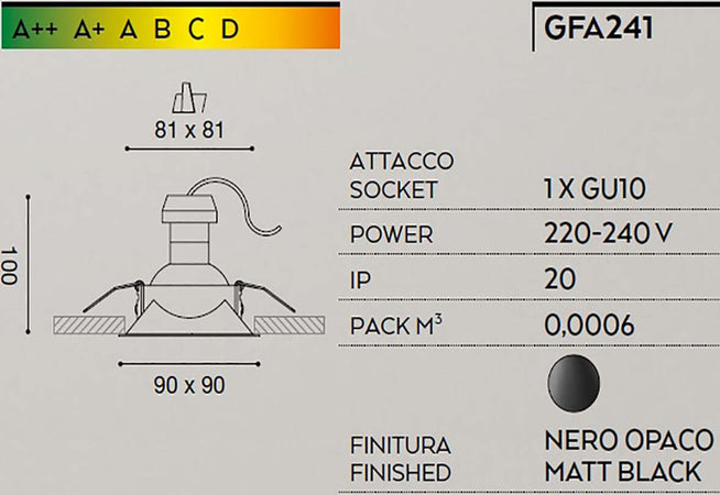 Faretto-incasso-Gea-Led-HELIOS-Q-GFA241-GU10-7W-LED-IP20-orientabile-alluminio-spot-direzionabile-cartongesso-quadrato