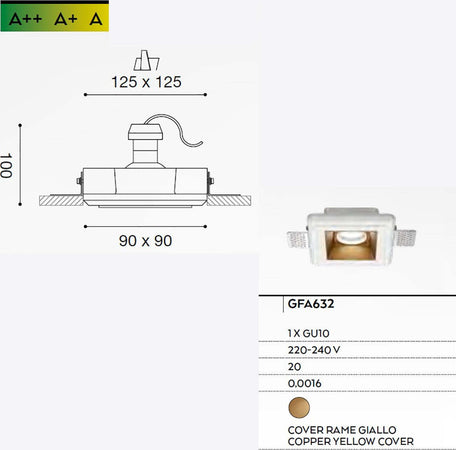 Faretto-incasso-Gea-Led-HEMERA-Q-GFA632-9x9-classico-gesso-lampada-incasso-soffitto-quadrata-rame-giallo-interno