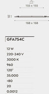 Faretto-incasso-Gea-Led-MAIA-Q-GFA754C-12W-LED-quadrato-termoplastico-lampada-soffitto