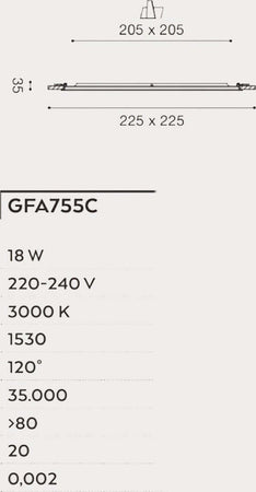 Faretto-incasso-Gea-Led-MAIA-Q-GFA755-C-18W-LED-quadrato-termoplastico-lampada-soffitto-cartongesso-interno