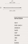 Faretto-incasso-Gea-Led-MAIA-Q-GFA755N-18W-LED-quadrato-termoplastico-lampada-soffitto-cartongesso-interno