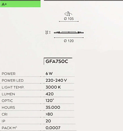 Faretto-incasso-Gea-Led-MAIA-R-GFA750C-6W-LED-termoplastico-lampada-soffitto-cartongesso-interno