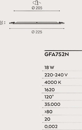 Faretto-incasso-Gea-Led-MAIA-R-GFA752N-18W-LED-termoplastico-lampada-soffitto-cartongesso-interno