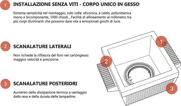 Faretto-incasso-gesso-9010-Belfiore-Neo-luce-0029-GU10-LED-lampada-soffitto-ottica-fissa-cartongesso-muratura