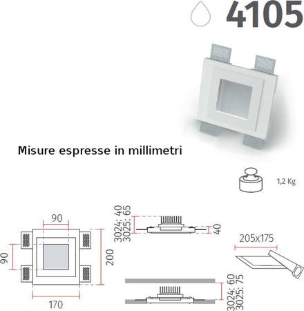Faretto-incasso-gesso-Belfiore-9010-4105.3025-LED-IP44-WIRELESS-lampada-soffitto-parete