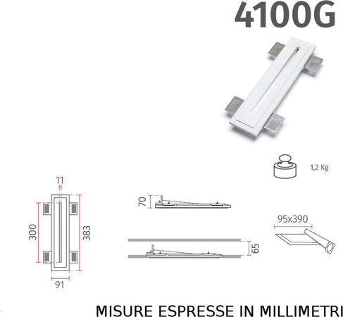 Faretto-incasso-gesso-Belfiore-9010-AGO-BIG-4100G-LED-2W-200LM-WIRELESS-lampada-parete-segnapasso