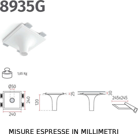 Faretto-incasso-gesso-Belfiore-9010-LARIA-SMALL-8935G.35-GU10-LED-lampada-soffitto