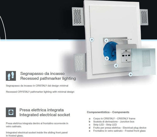 Faretto-incasso-gesso-Belfiore-9010-MIKA-PLUS-4195A-LED-WIRELESS-con-presa-segnapasso-lampada-parete