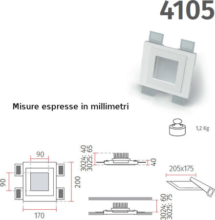Faretto-incasso-gesso-Belfiore-9010-ORIONE-SMALL-4105.3024-LED-WIRELESS