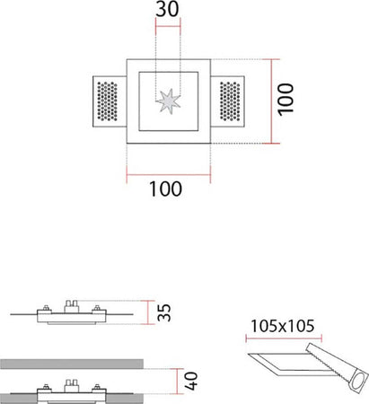 Faretto-incasso-gesso-Belfiore-9010-STAR-SEVEN-4252-A-LED-lampada-parete-soffitto