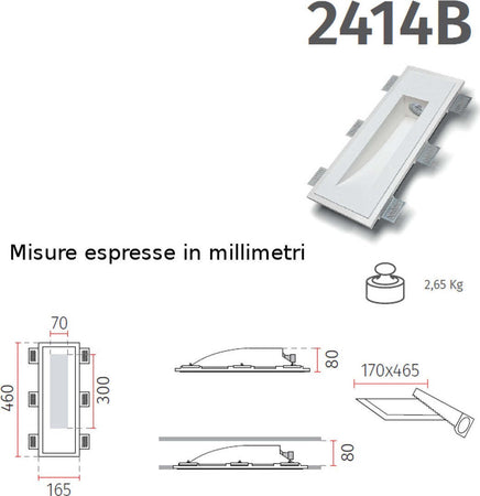 Faretto-incasso-gesso-Belfiore-9010-VOLTA-MONO-2414B.35-GU10-LED-lampada-parete