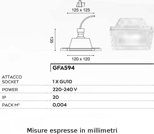 Faretto-incasso-gesso-vetro-Gea-Led-BIANCA-Q-GFA594-LED-GU10-spot-moderno-cartongesso