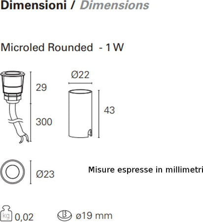 Faretto-incasso-LED-moderno-PAN-International-MICROLED-IP67-tondo-cartongesso-muratura-esterno