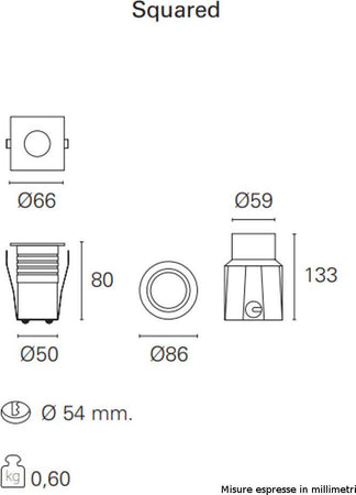 Faretto-incasso-LED-moderno-Pan-International-NIP-EST759-EST54025-acciaio-quadrato-spot