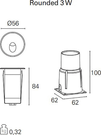 Faretto-incasso-led-Pan-POLKA-ROUNDED-3W-LED-IP65-spot-esterno