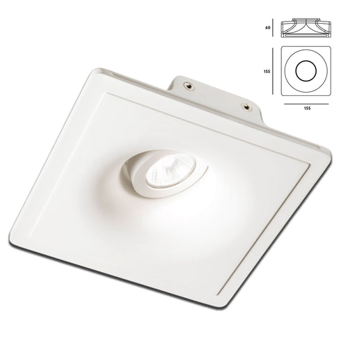 *STOCK* Portafaretto In Gesso Ceramico ad incasso Orientabile 155x155mm 40W GU10 IP20