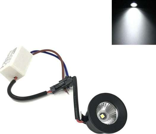 Faretto-Led-1-W-A-Incasso-Mini-Punto-Luce-Bianca-6500-K-Bordo-Nero-Universo