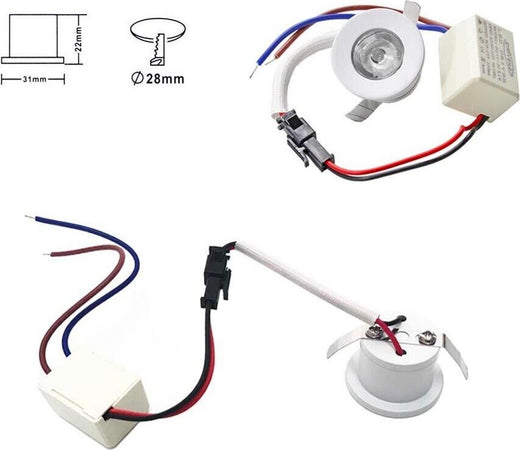 Faretto-Led-1-Watt-Incasso-Mini-Punto-Luce-Calda-3000k-Bordo-Bianco