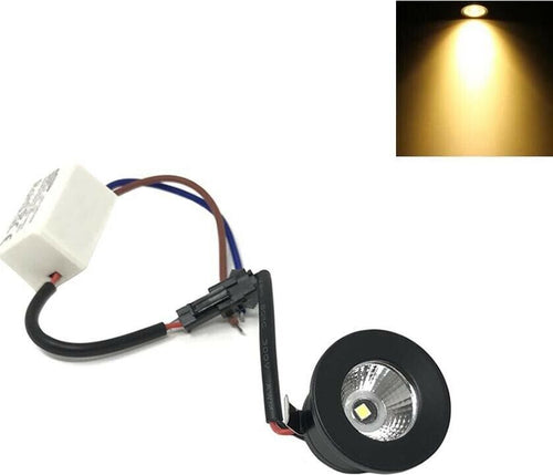 Faretto-Led-1w-A-Incasso-Mini-Punto-Luce-Calda-3000-K-Bordo-Nero-Universo