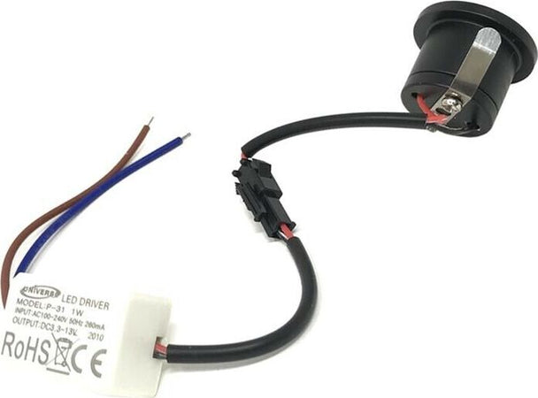 Faretto-Led-1w-A-Incasso-Mini-Punto-Luce-Naturale-4000-K-Bordo-Nero-Universo