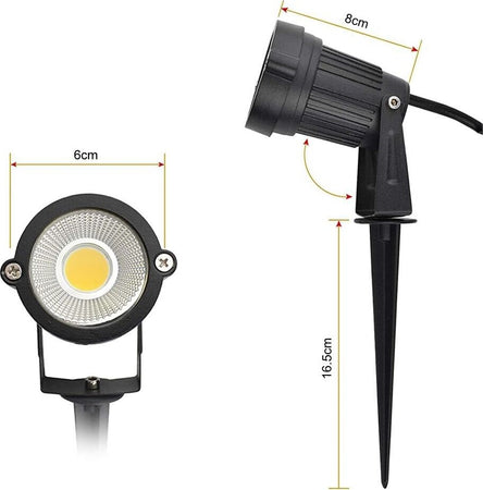 Faretto-Led-5-W-Luce-Bianca-Proiettore-Con-Picchetto-Da-Terra-Giardino-Staffa-Es06-nf-Universo