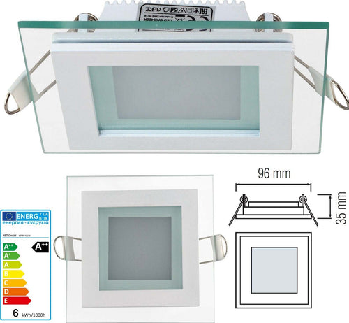 Faretto led 6W Pannello vetro incasso Quadrato luce Fredda 6400k Illuminazione/Illuminazione per esterni/Proiettori Zencoccostore - Formia, Commerciovirtuoso.it