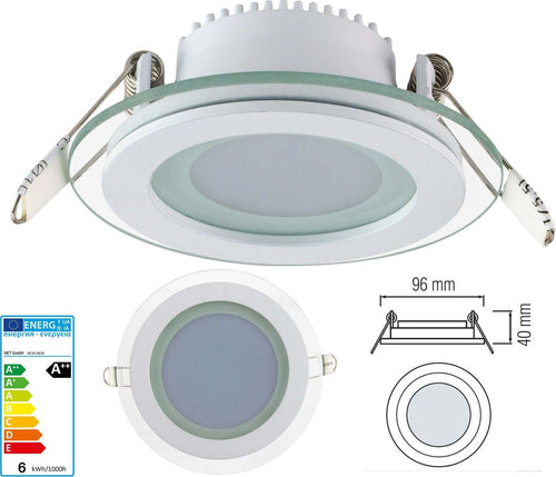 Faretto led 6W Pannello vetro incasso rotondo luce Fredda 6400k Illuminazione/Illuminazione per interni/Luci da incasso Zencoccostore - Formia, Commerciovirtuoso.it