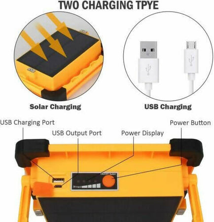 Faretto Led Con Funzione Powerbank A Ricarica Solare 9000mah 60w 6500k