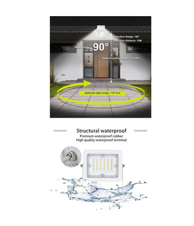 Faretto Led Con Sensore Movimento Crepuscolare Esterno Ip65 Regolabile Fs-sen30f