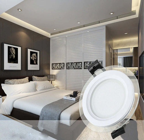 Faretto-LED-Incasso-cornice-Vetro-9W-Luce-Fredda-6000k-Pannello-Rotondo-720LM