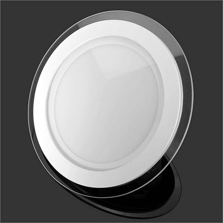 Faretto-LED-Incasso-cornice-Vetro-9W-Luce-Fredda-6000k-Pannello-Rotondo-720LM