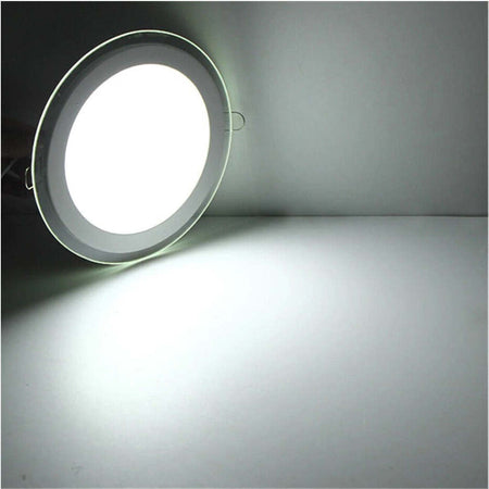 Faretto-LED-Incasso-cornice-Vetro-9W-Luce-Fredda-6000k-Pannello-Rotondo-720LM