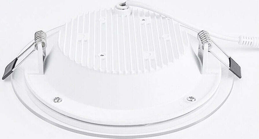 Faretto-LED-Incasso-cornice-Vetro-9W-Luce-Fredda-6000k-Pannello-Rotondo-720LM