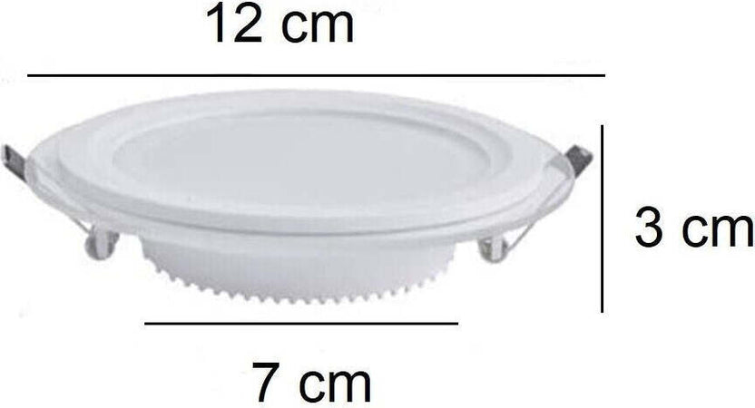 Faretto-LED-Incasso-cornice-Vetro-9W-Luce-Fredda-6000k-Pannello-Rotondo-720LM