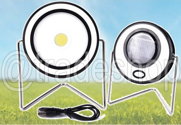 Faretto Led Luce Bianca Energia Solare Campeggio Giardino Ricaricabile Rotondo Illuminazione/Illuminazione per esterni/Proiettori Trade Shop italia - Napoli, Commerciovirtuoso.it