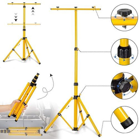 Faretto LED Professionale da cantiere con treppiede telescopico Giallo e spina industriale CEE - 60 e 100 Watt