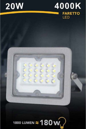 Faretto-Led-Proiettore-Slim-Esterno-Grigio-20w-Ip65-Luce-6500k-4000k-3000k-Fs20w