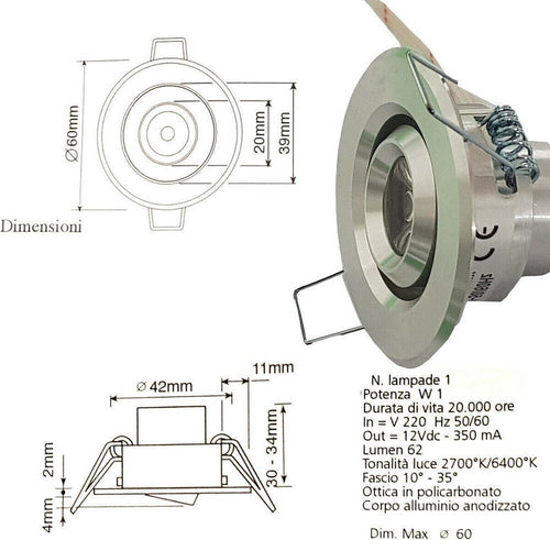 Faretto Luce Calda A Led Mini 1 W Spot Orientabile Alette Segnapasso Con Driver Casa, arredamento e bricolage > Illuminazione da interno > Faretti per interno Trade Shop italia - Napoli, Commerciovirtuoso.it