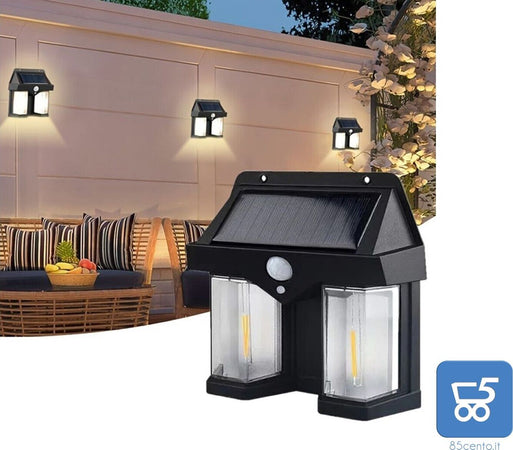 Faretto Solare LED Luce Calda Resistente all'Acqua Sensore di Movimento Auto Spegnimento