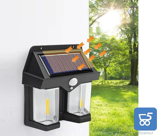 Faretto Solare LED Luce Calda Resistente all'Acqua Sensore di Movimento Auto Spegnimento