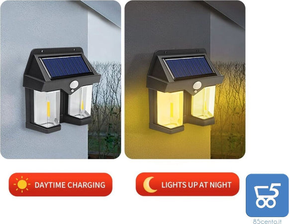 Faretto Solare LED Luce Calda Resistente all'Acqua Sensore di Movimento Auto Spegnimento