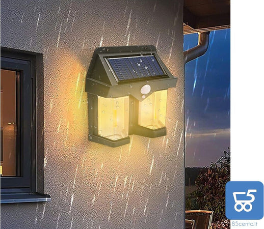 Faretto Solare LED Luce Calda Resistente all'Acqua Sensore di Movimento Auto Spegnimento