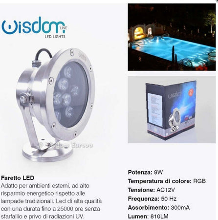 FARETTO SPOT LIGHT PER ESTERNO DA GIARDINO 9 WATT LUCE CALDA FREDDA VERDE RGB Illuminazione/Illuminazione per esterni/Proiettori Trade Shop italia - Napoli, Commerciovirtuoso.it