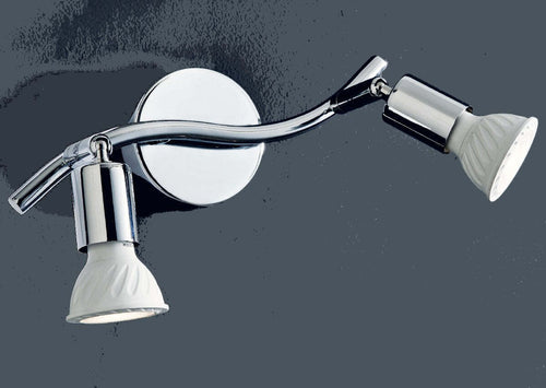 Faretto-spot-moderno-Illuminando-PINO-2-LED-lampada-parete-soffitto-metallo-cromato-orientabile-interno-GU10-14W-3000°K