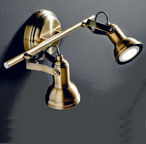Faretto-spot-rustico-Illuminando-OLD-2-LED-lampada-parete-soffitto-classico-metallo-brunito-orientabile-14W-3000°K-960LM-GU10