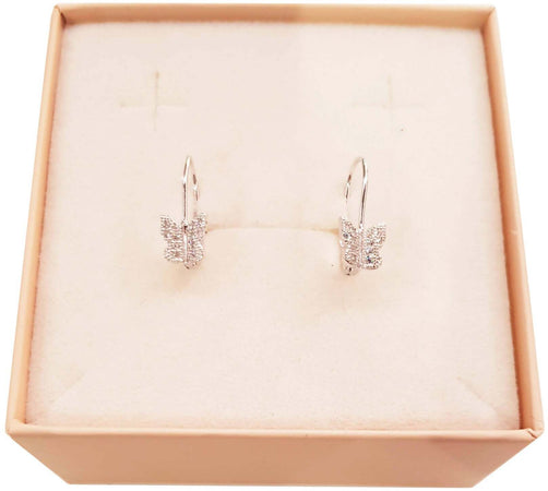 Farfalla Orecchini In Argento 925 Millesimi Farfalla Con Zirconi Taglio Brillante Brillantini Glitter Made In Italy Artigianale
