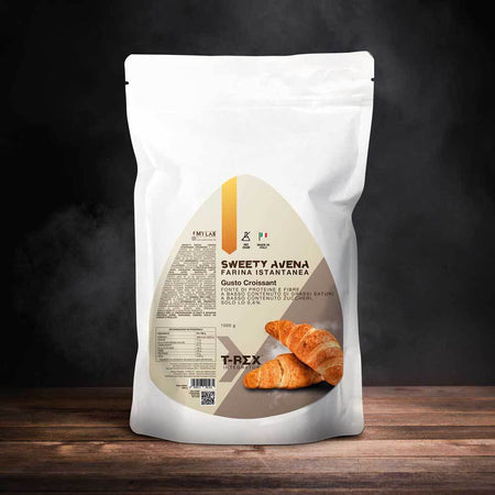 Farina D'avena Aromatizzata 1000 gr Sweety Avena T-rex integratori - Oatmeal Istantanea per Crepes, Plumcake, Pancake Proteici a Basso Contenuto di Zuccheri, Fonte di Proteine. Per Colazioni e Dolci (croissant) Alimentari e cura della casa/Cereali e muesli/Farina e pappa d'avena MyLab Nutrition - Roma, Commerciovirtuoso.it