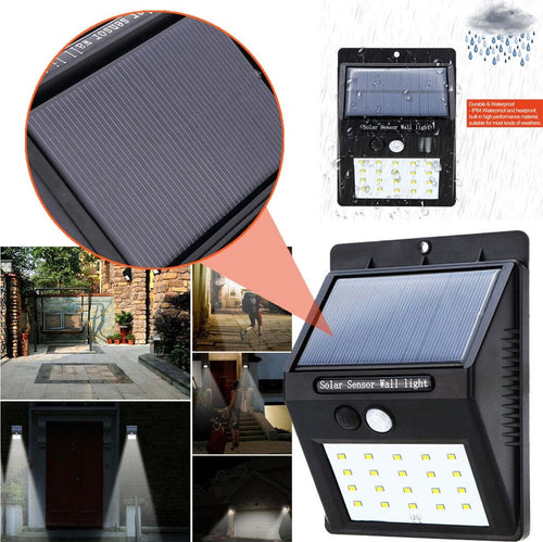 FARO 20 LED CON PANNELLO SOLARE RICARICABILE E SENSORE DI MOVIMENTO PER ESTERNO Illuminazione/Illuminazione per esterni/Proiettori Trade Shop italia - Napoli, Commerciovirtuoso.it